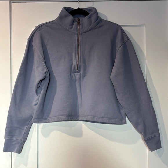 girlfriend collective Sweaters - Girlfriend Collective Women's S Half-Zip Pullover Crop Sweatshirt periwinkle